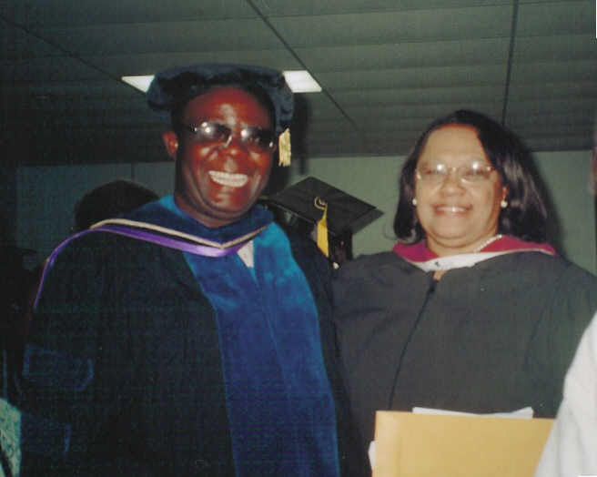 Dr. Mube with Mrs. Williams